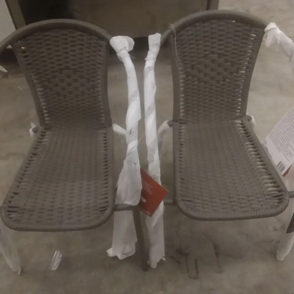 BARI STEEL ARMCHAIR WITH RATTAN EFFECT X2