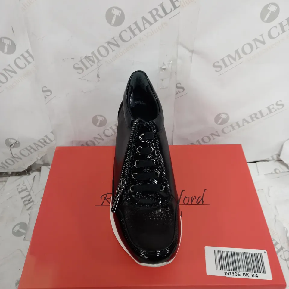 RUTH LANGSFORD BLACK WEDGE TRAINERS - SIZE 4
