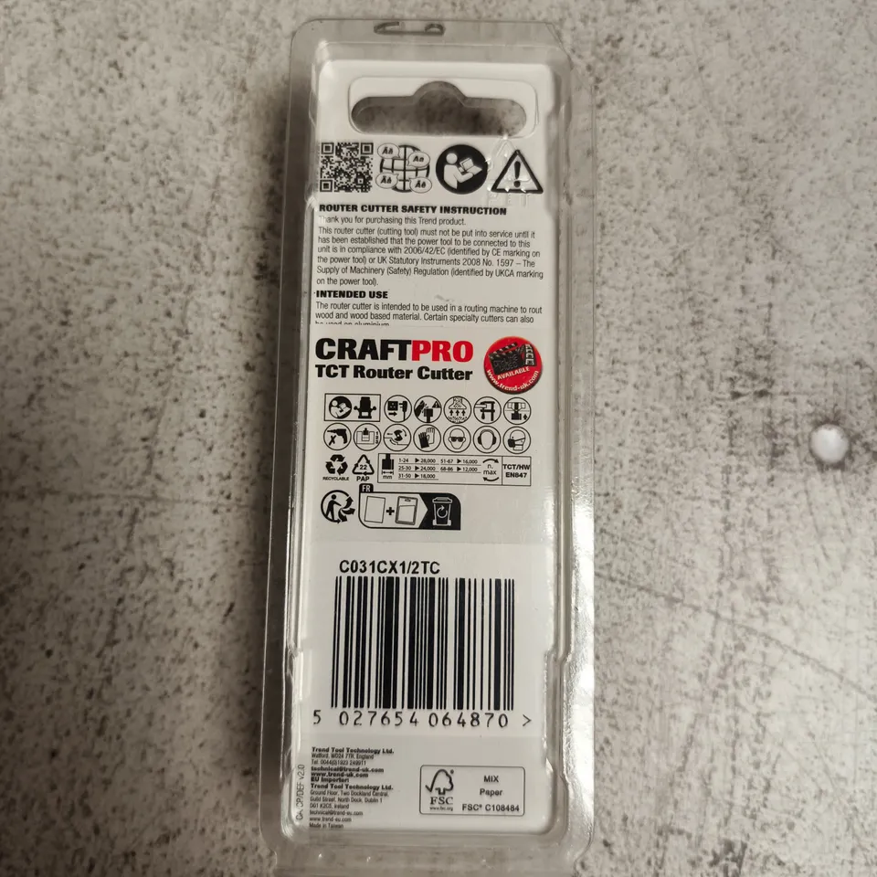 TREND CRAFTPRO TCT ROUTER CUTTER – TWO FLUTE STRAIGHT, 1/2 IN SHANK (C031CX1/2TC)