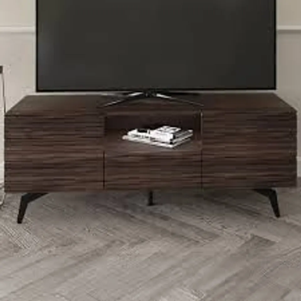 BOXED GFW BANTHAM 2 DOOR SINGLE DRAWER SINGLE SHELF DARK WALNUT TV UNIT