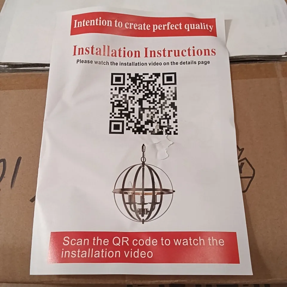BOXED HANGING LIGHT - BLACK (1 BOX)