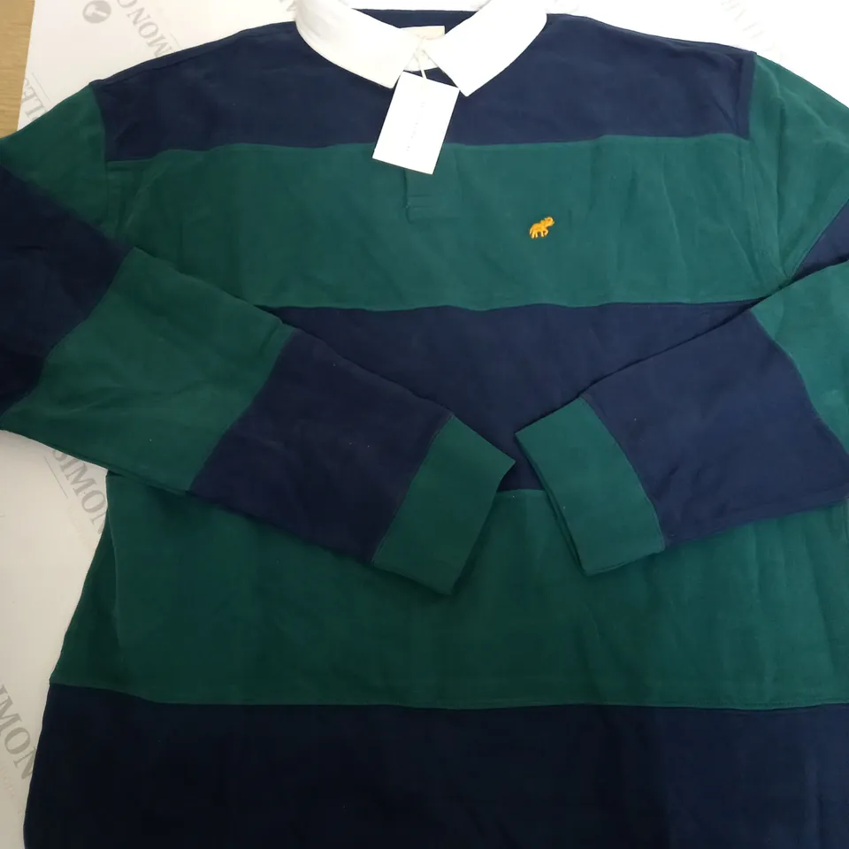 BEAUFORT AND BLAKE BOTHWELL OXFORD STRIPE RUGBY SHIRT SIZE L