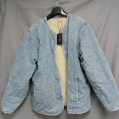 LEVI'S REVERSIBLE FLEECE JACKET – BLUE, SIZE M