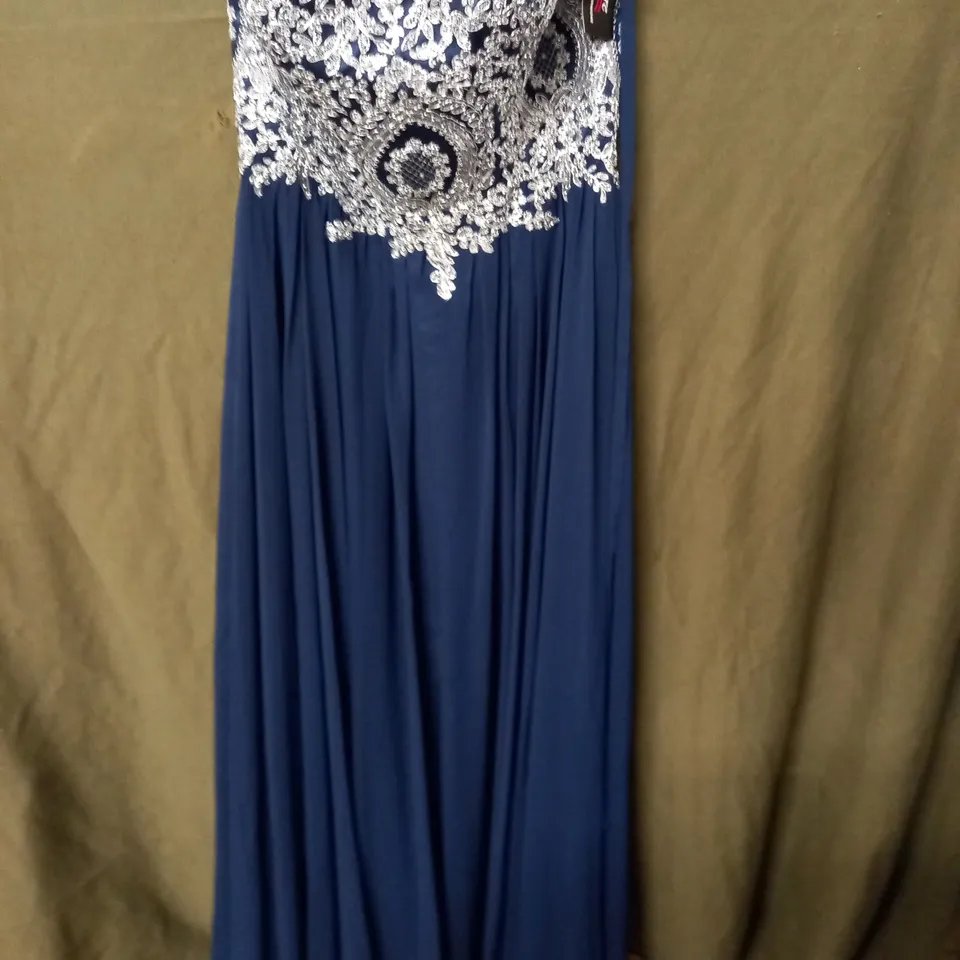 CAPTURE EVENING WEAR NAVY EMBELLISHED DRESS - 14