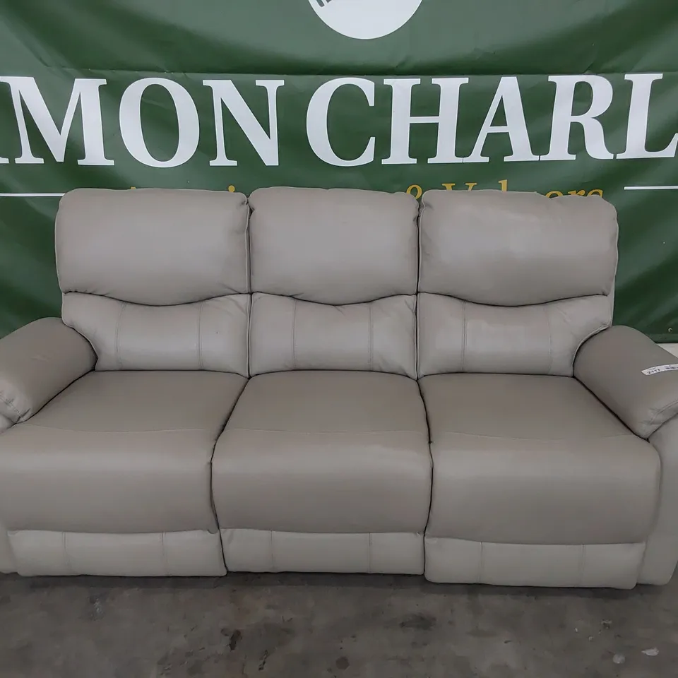 DESIGNER POWER RECLINING THREE SEATER SOFA CLAY LEATHER 