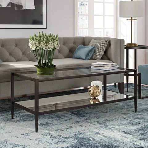 BOXED HERA COFFEE TABLE WITH STORAGE - BLACKENED BRONZE (1 BOX)