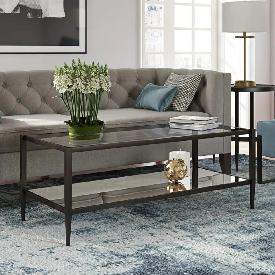BOXED HERA COFFEE TABLE WITH STORAGE - BLACKENED BRONZE (1 BOX)