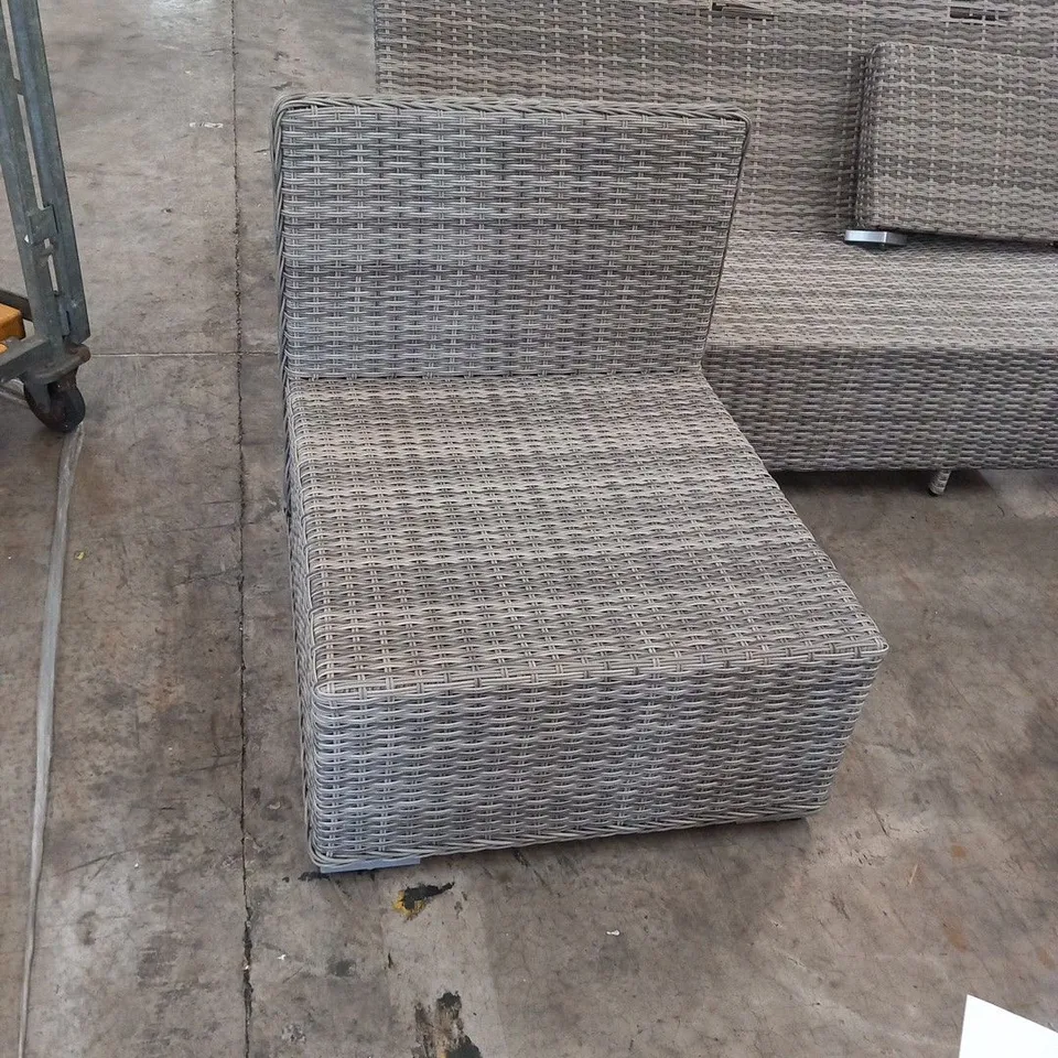 THREE ASSORTED RATTAN EFFECT SOFA SECTIONS