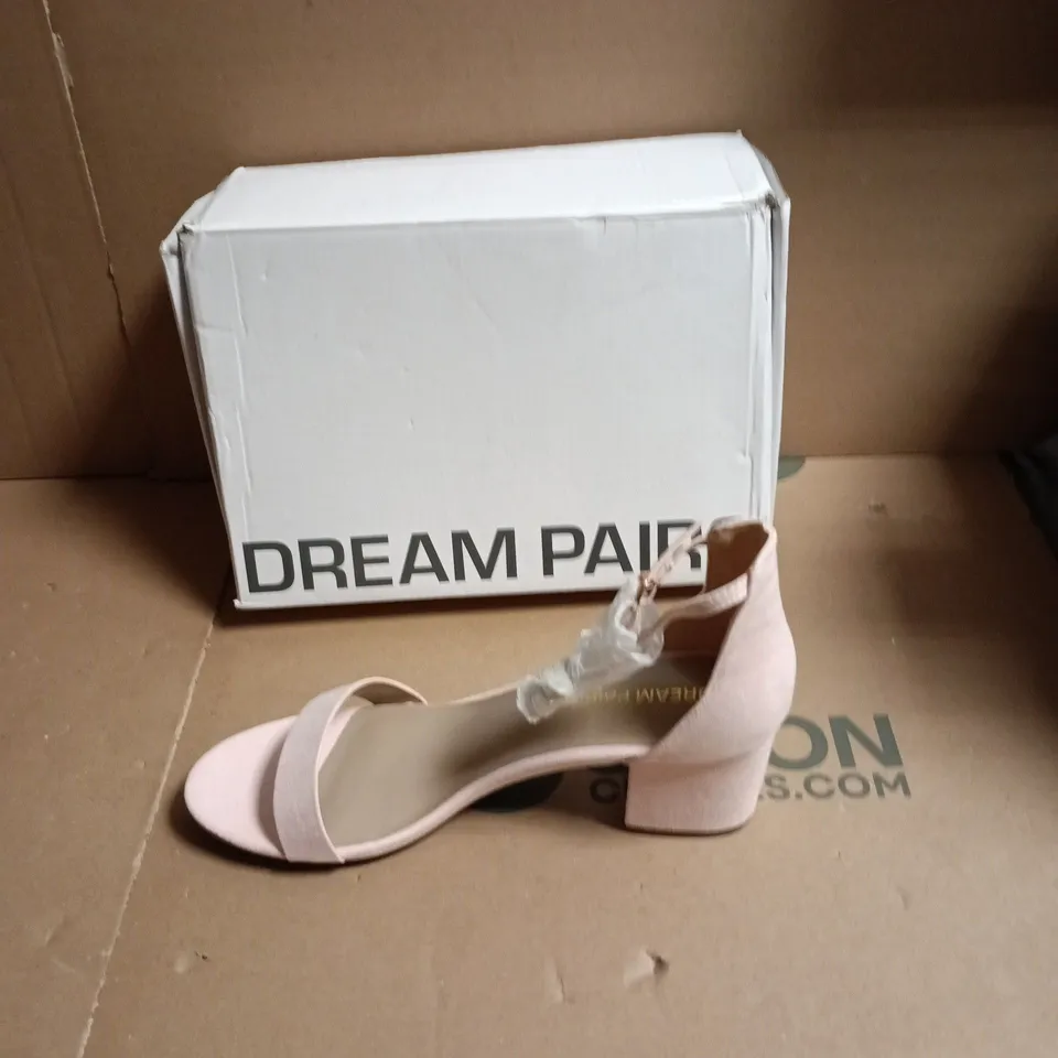 DREAM PAIRS WOMEN'S NUDE PINK SUEDE SANDALS WITH ANKLE STRAP – OPEN TOE, BLOCK HEEL - UK SIZE 10