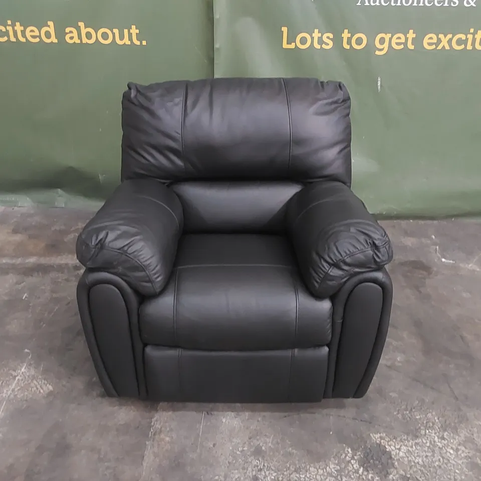 DESIGNER BLACK FAUX LEATHER ELECTRIC RECLINER CHAIR 