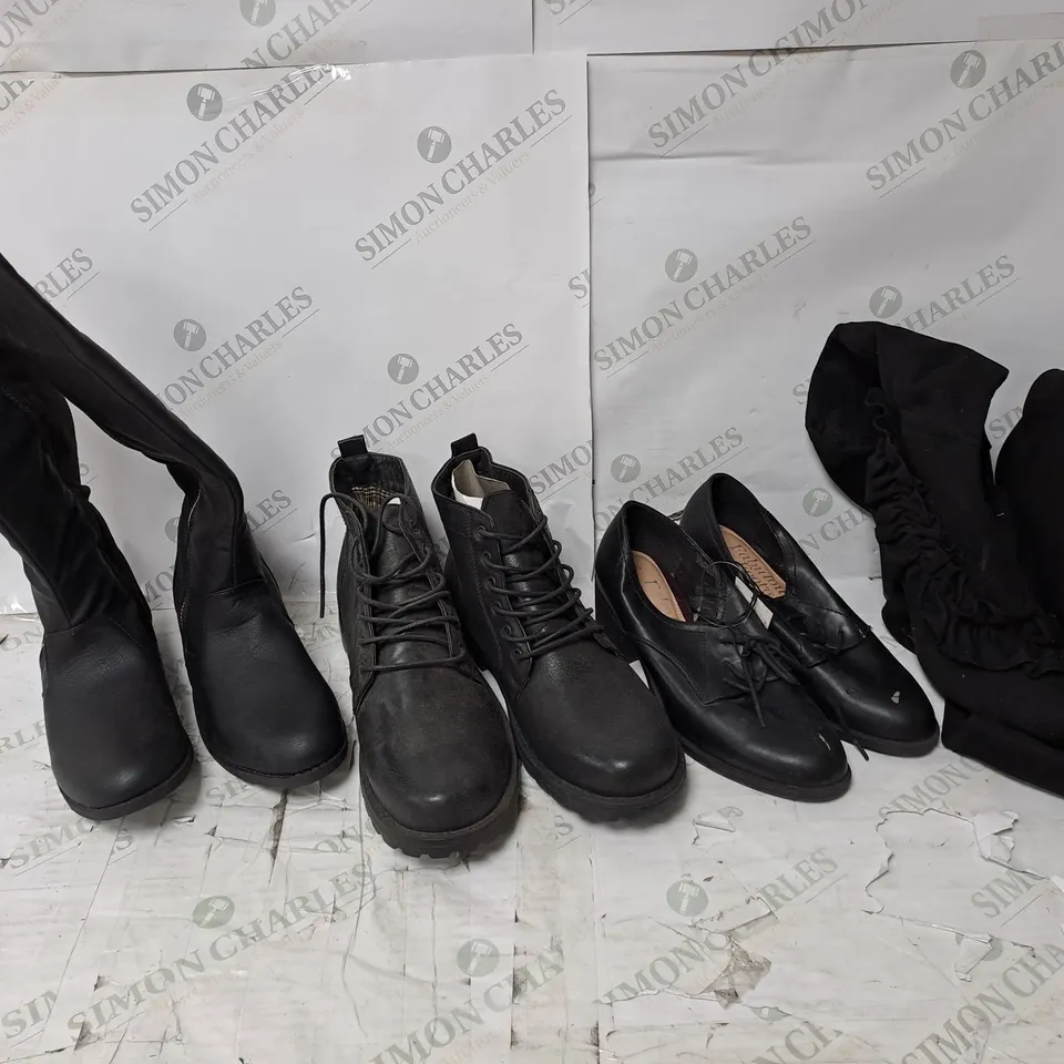APPROXIMATELY 10 PAIRS  OF ASSORTED SHOES TO INCLUDE BOXED AND UNBOXED HEELS AND BOOTS