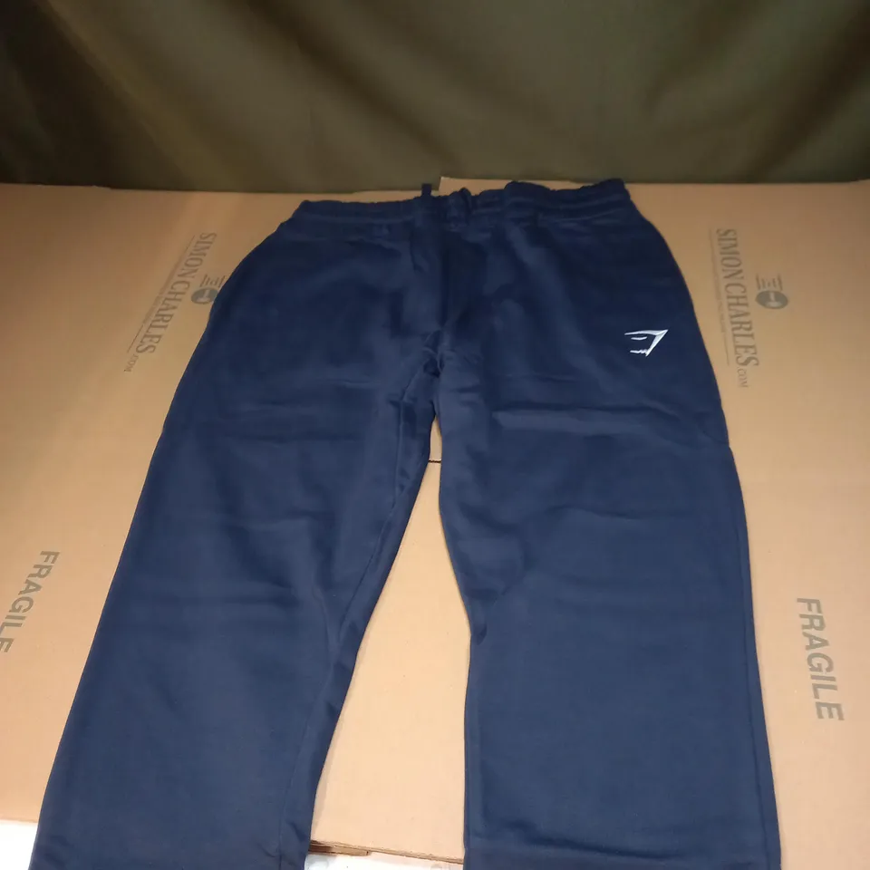MENS NAVY BLUE GYMSHARK TRACKSUIT BOTTOMS SIZE M