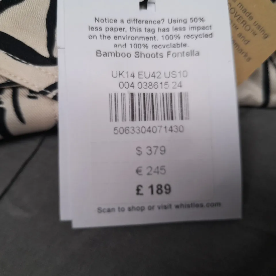 WHISTLES BAMBOO THEMED BUTTON THROUGH DRESS - UK 14