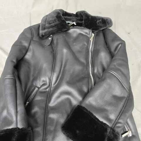 RUTH LANGSFORD FAUX FUR LINED AVIATOR JACKET - 12