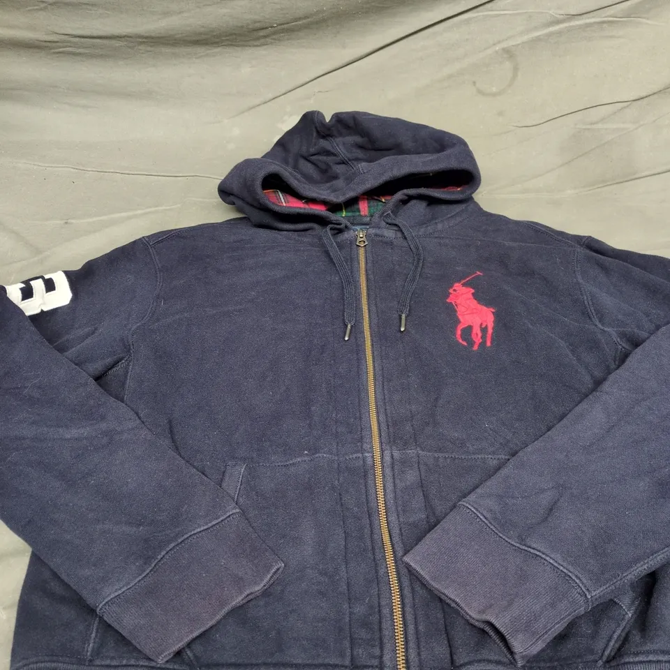 POLO RALPH LAUREN NAVY BLUE HOODIE SIZE L 