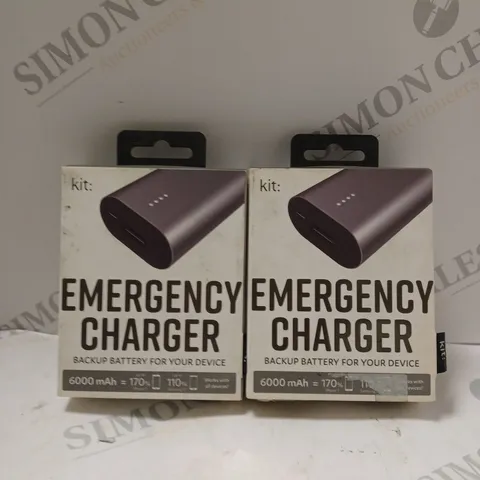 2 X BOXED KIT: EMERGENCY BACK-UP 6000MAH PORTABLE POWER BANKS