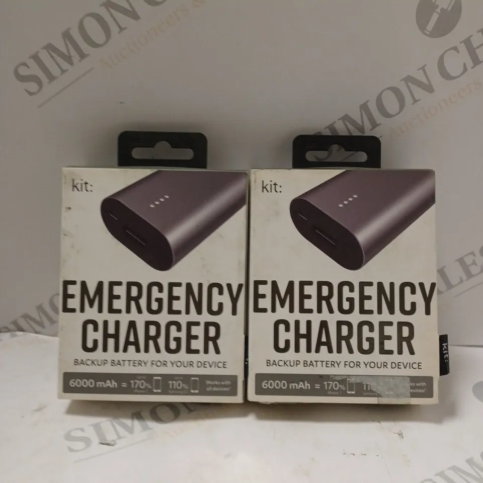 2 X BOXED KIT: EMERGENCY BACK-UP 6000MAH PORTABLE POWER BANKS