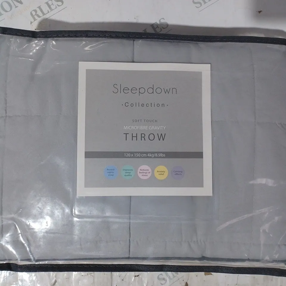 SLEEPDOWN COLLECTION SOFT TOUCH MICROFIBRE GRAVITY THROW IN GREY (120 X 150CM)