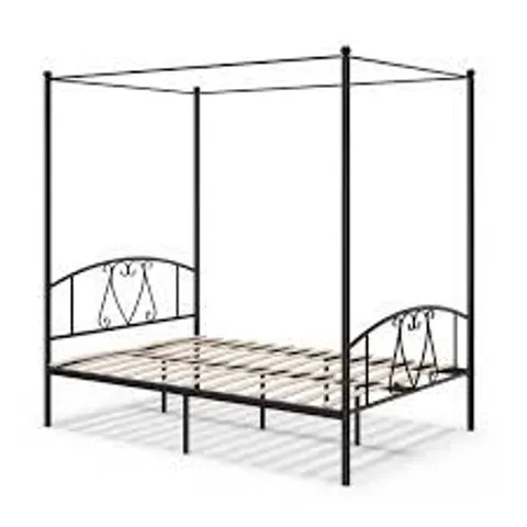 BOXED DOUBLE SIZE METAL CANOPY BED FRAME - BLACK (1 BOX)