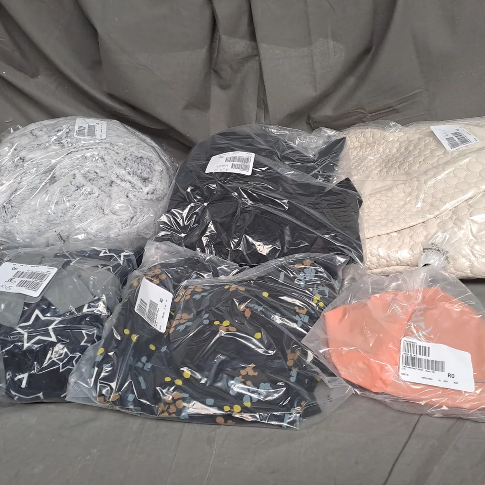 BOX OF ASSORTED CLOTHING ITEMS TOO INCLUDE COATS , TOPS, AND TROUSERS   ETC. 