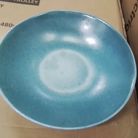 BOXED OLYMPIA BLUE EFFECT FLAT BOWL APPROXIMATELY 25