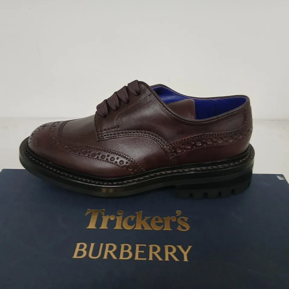 BURBERRY X TRICKER'S AUBERGINE DERBY SHOES – RUBBER SOLE, UK 3