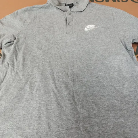 NIKE GREY POLO SHIRT WITH WHITE SWOOSH LOGO - UK SIZE XL
