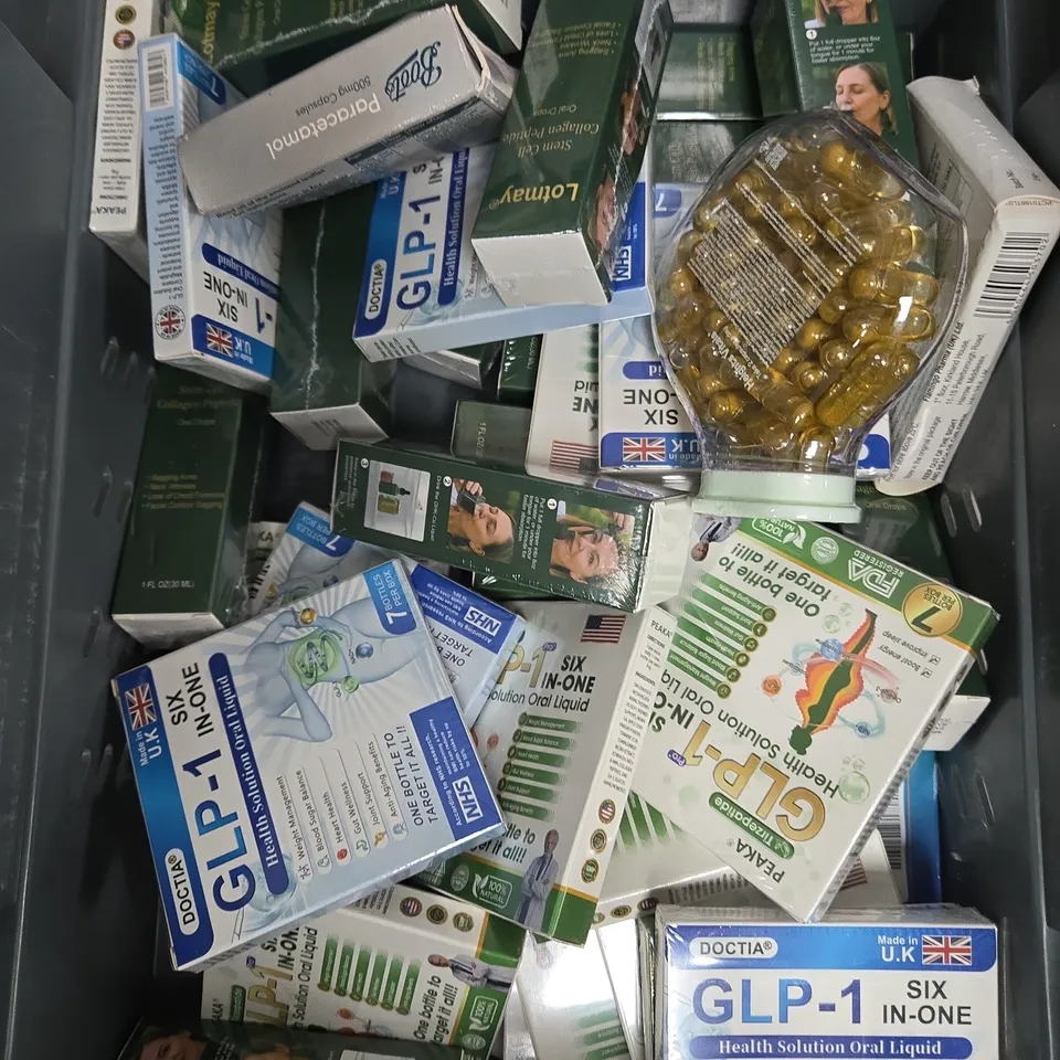 APPROXIMATELY 15 ASSORTED VITAMIN/HEALTH AID PRODUCTS TO INCLUDE CALCIUM POWDER, HEIGHTS CAPSULES, GLP-1 ETC 