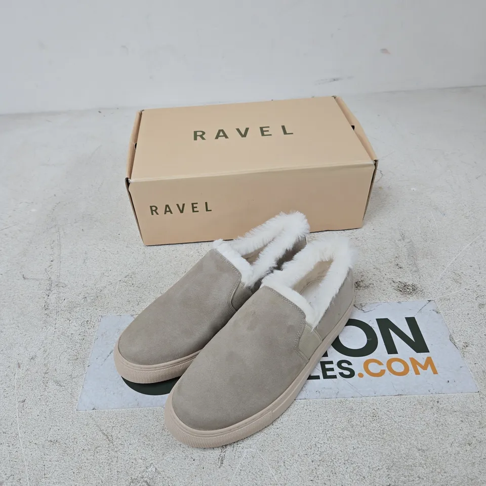RAVEL OXLEY SAND SUEDE SLIP-ON SHOES (RLS685), UK 4 (EUR 37)