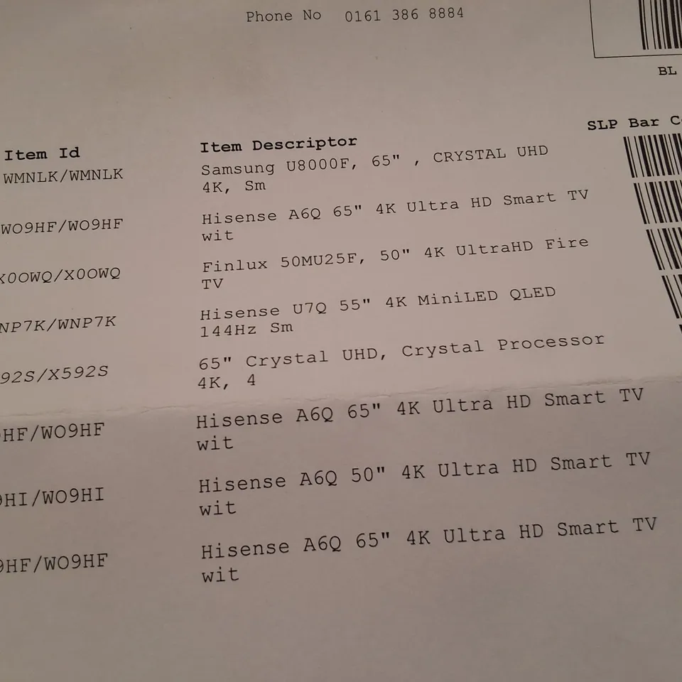 PALLET CONTAINING 8 ASSORTED DAMAGED TVS