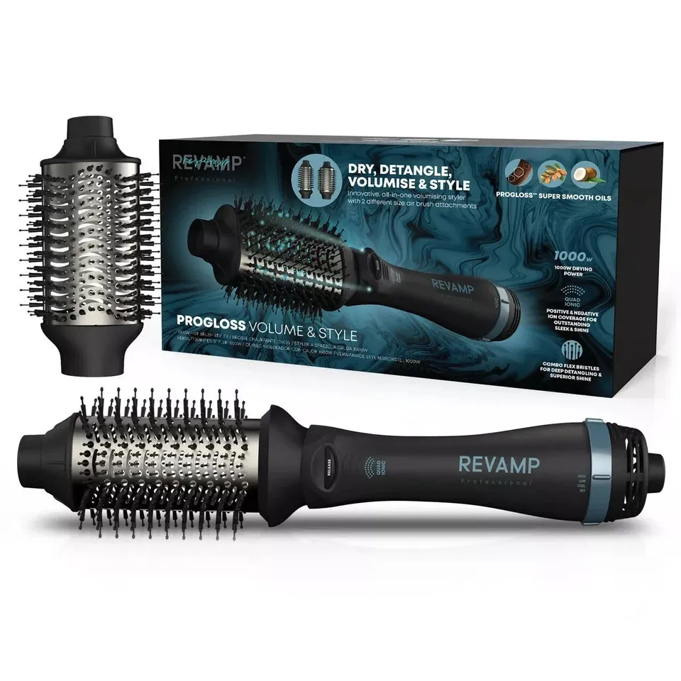 BOXED REVAMP PROFESSIONAL PROGLOSS VOLUME AND STYLE 1000W HOT BRUSH STYLER DR-2500-GB