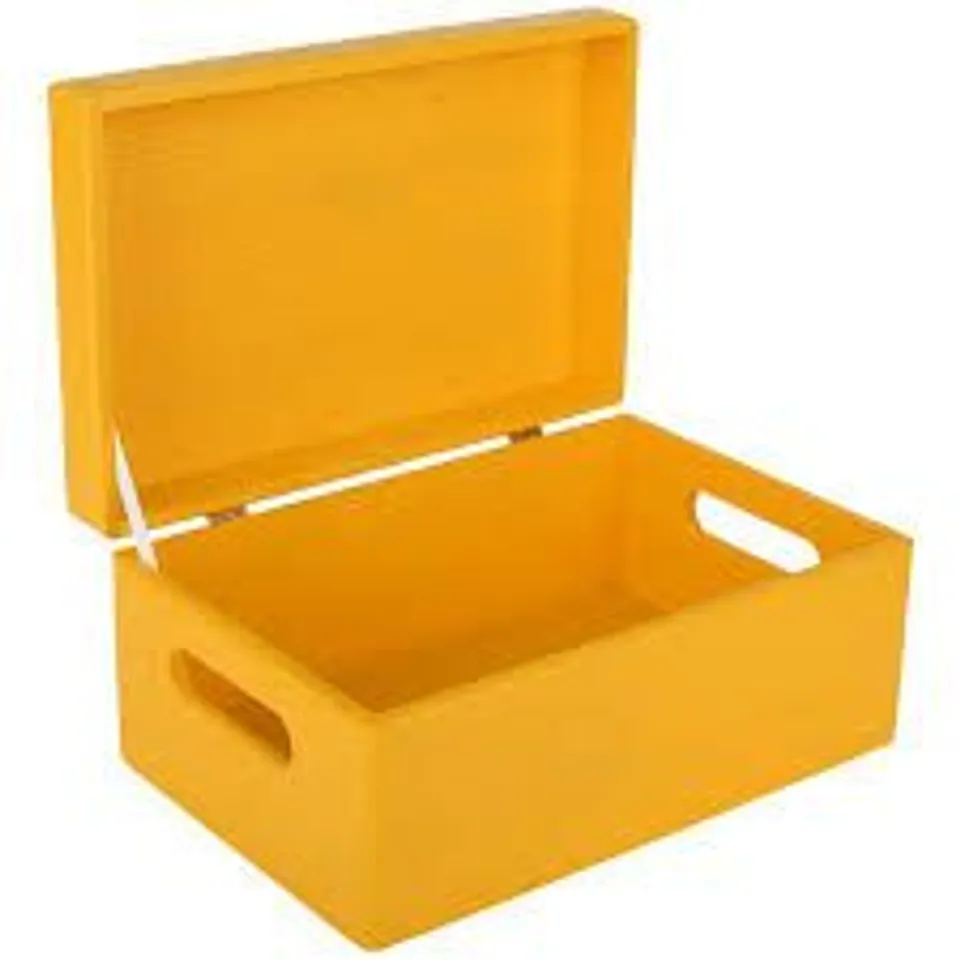 BOXED CLIPOP WOODEN BOX WITH OPEN DOOR IN YELLOW 