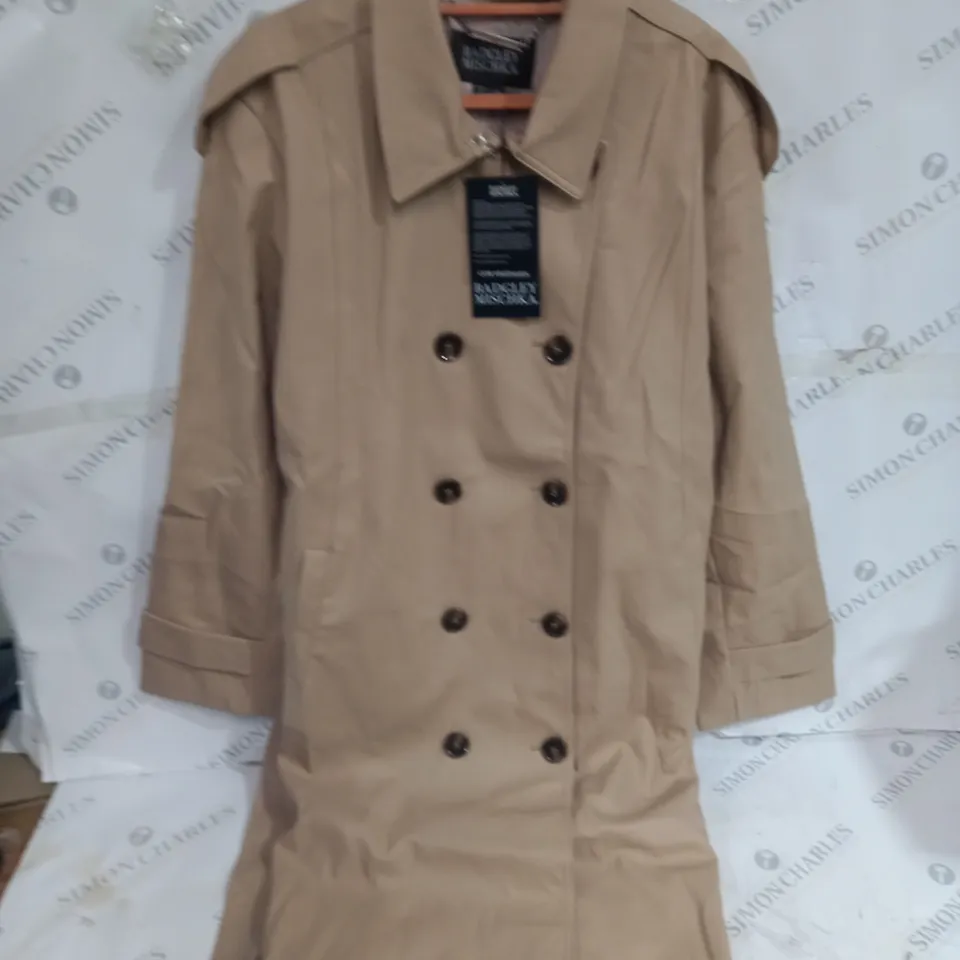 BADGLEY MISCHKA BEIGE TRENCH COAT VEGAN LEATHER SIZE 3XL