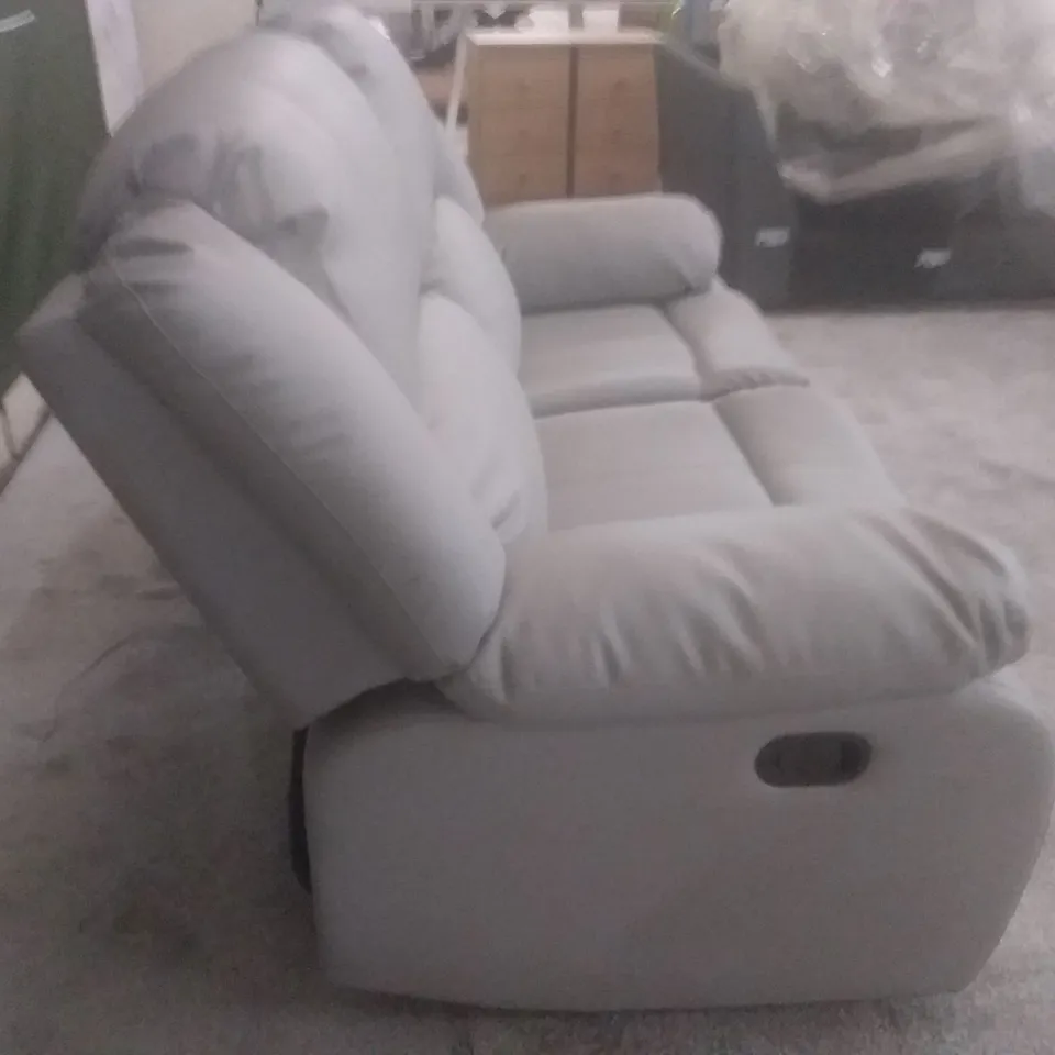 QUALITY DESIGNER 2 SEATER MANUAL RECLINER SOFA - GREY LEATHER