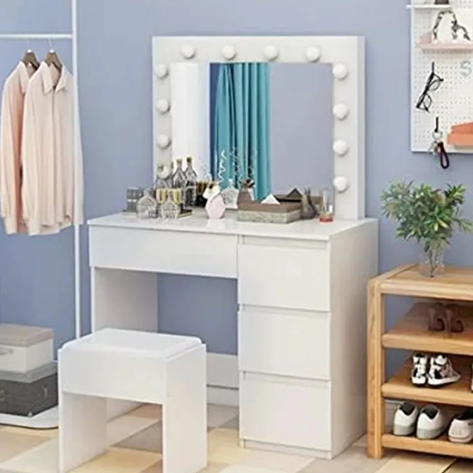 BKXED JAUNELL DRESSING TABLE WITH MIRROR - WHITE (2 BOXES)