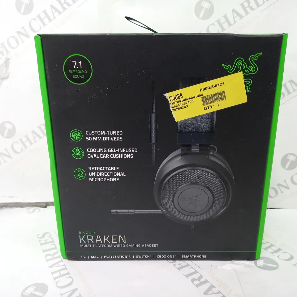  BOXED RAZER KRAKEN WIRED GAMING HEADSET - BLACK