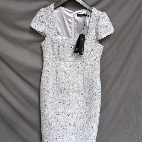 MINT VELVET MY LIMITED SILVER BOUCLE MIDI DRESS - UK 12