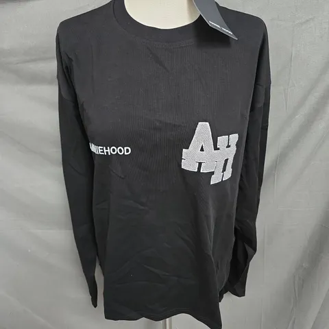 ANNIEHOOD LONG SLEEVE HEAVYWEIGHT TSHIRT IN BLACK SIZE L