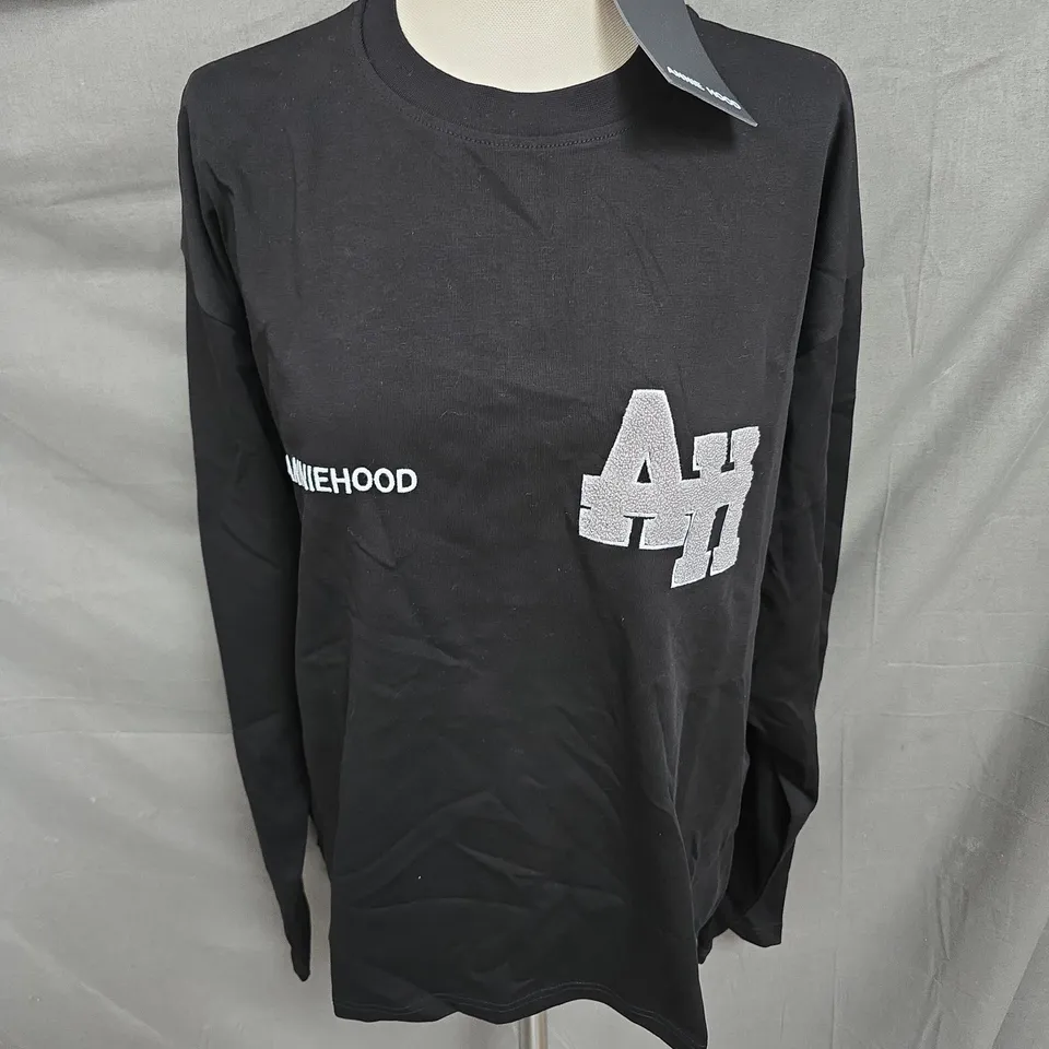 ANNIEHOOD LONG SLEEVE HEAVYWEIGHT TSHIRT IN BLACK SIZE L