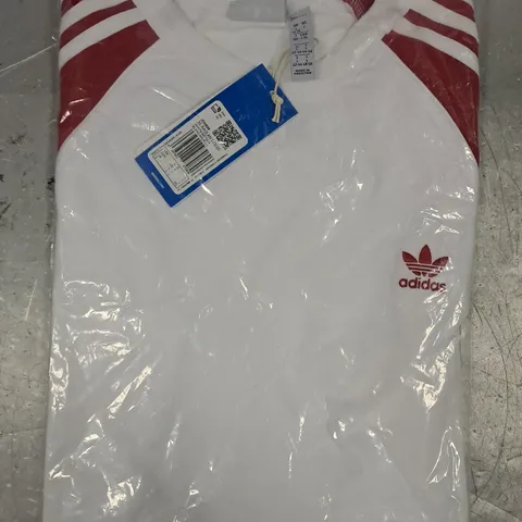 ADIDAS RAGLAN DRESS IN WHITE/RED SIZE UK LARGE