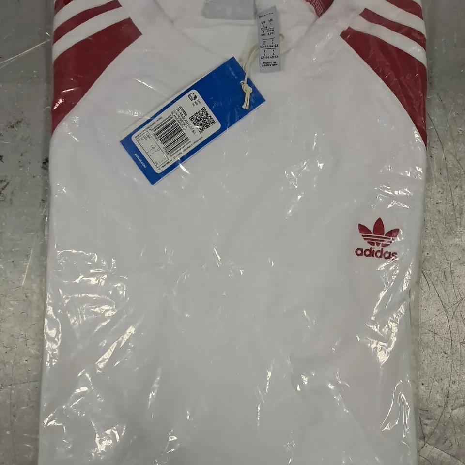 ADIDAS RAGLAN DRESS IN WHITE/RED SIZE UK LARGE