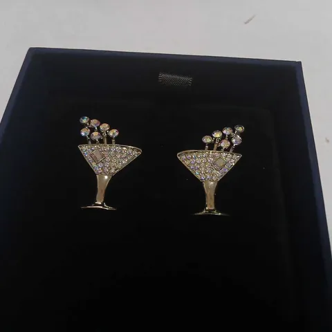 BUTLER & WILSON CHAMPAGNE GLASS STUD EARRINGS 