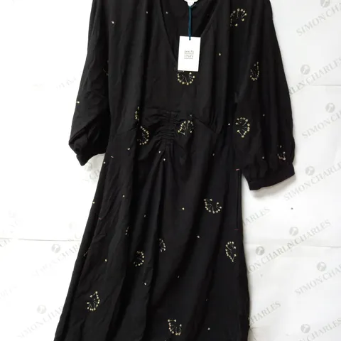 WHITE STUFF MEGAN EMBROIDERED JERSEY DRESS BLACK MULTI SIZE 16