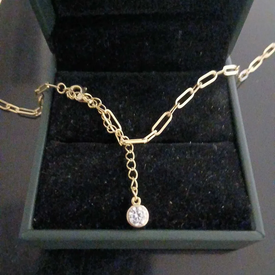 DIAMONIQUE 0.5CT TW PAPERCLIP 45CM NECKLACE STERLING SILVER GOLD TONE