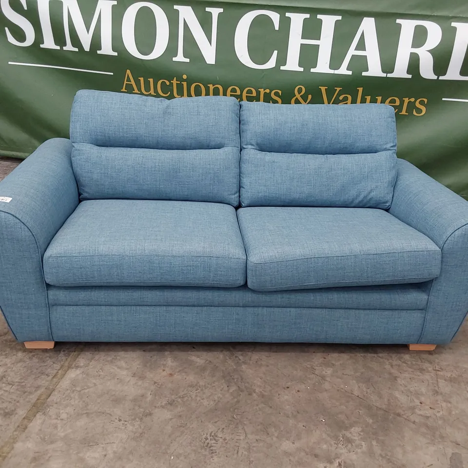 QUALITY DESIGNER 2 SEATER SOFA BLUE FABRIC 