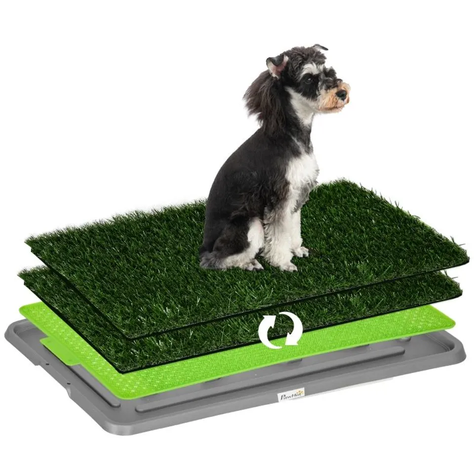 BOXED PAWHUT ARTIFICIAL GRASS DOG TOILET WITH TRAY FOR POTTY TRAINING INDOOR OUTDOOR, 2 PACKS, 67 X 41CM (1 BOX)