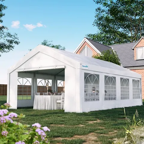 BOXED QUICTENT 5x10m (16X32FT) PARTY TENT, HEAVY DUTY OUTDOOR EVENT SHELTER FOR WEDDING, BBQ, GATHERING WITH STORAGE BAGS (4 BOXES)