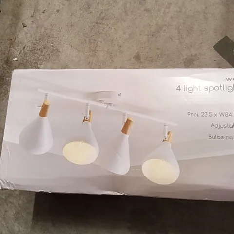 BOXED WOLSTON 4 LIGHT WHITE SEMI FLUSH SPOTLIGHT BAR
