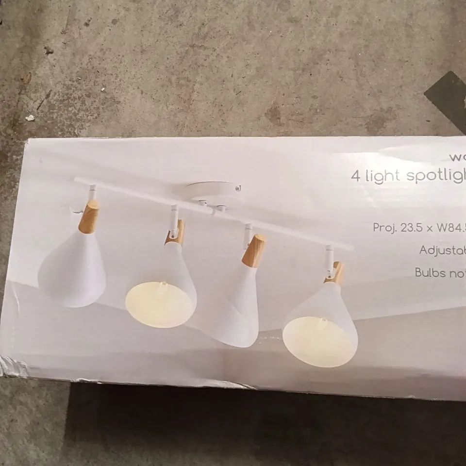 BOXED WOLSTON 4 LIGHT WHITE SEMI FLUSH SPOTLIGHT BAR