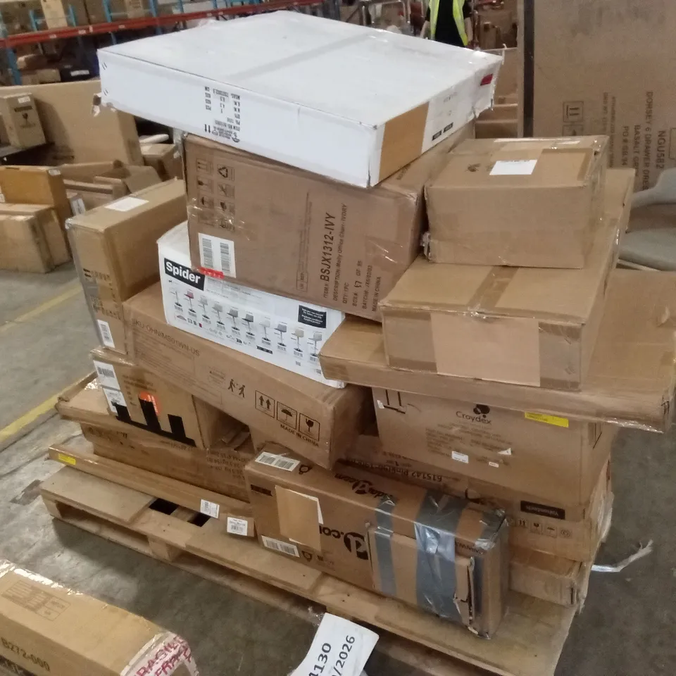 PALLET OF ASSORTED FURNITURE AND INCOMPLETE FURNITURE PARTS ETC